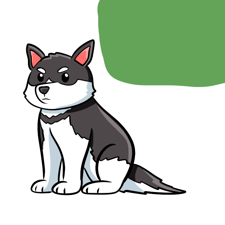 Huskies and Hand Grenades game art of a cartoon Alaskan Husky