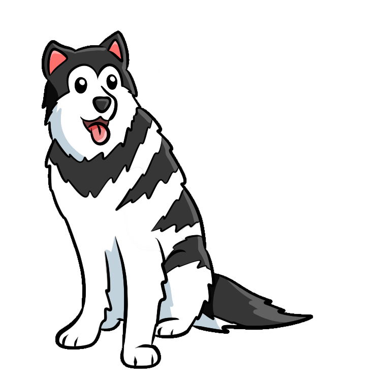 huskies and hand grenades
cartoon malamute